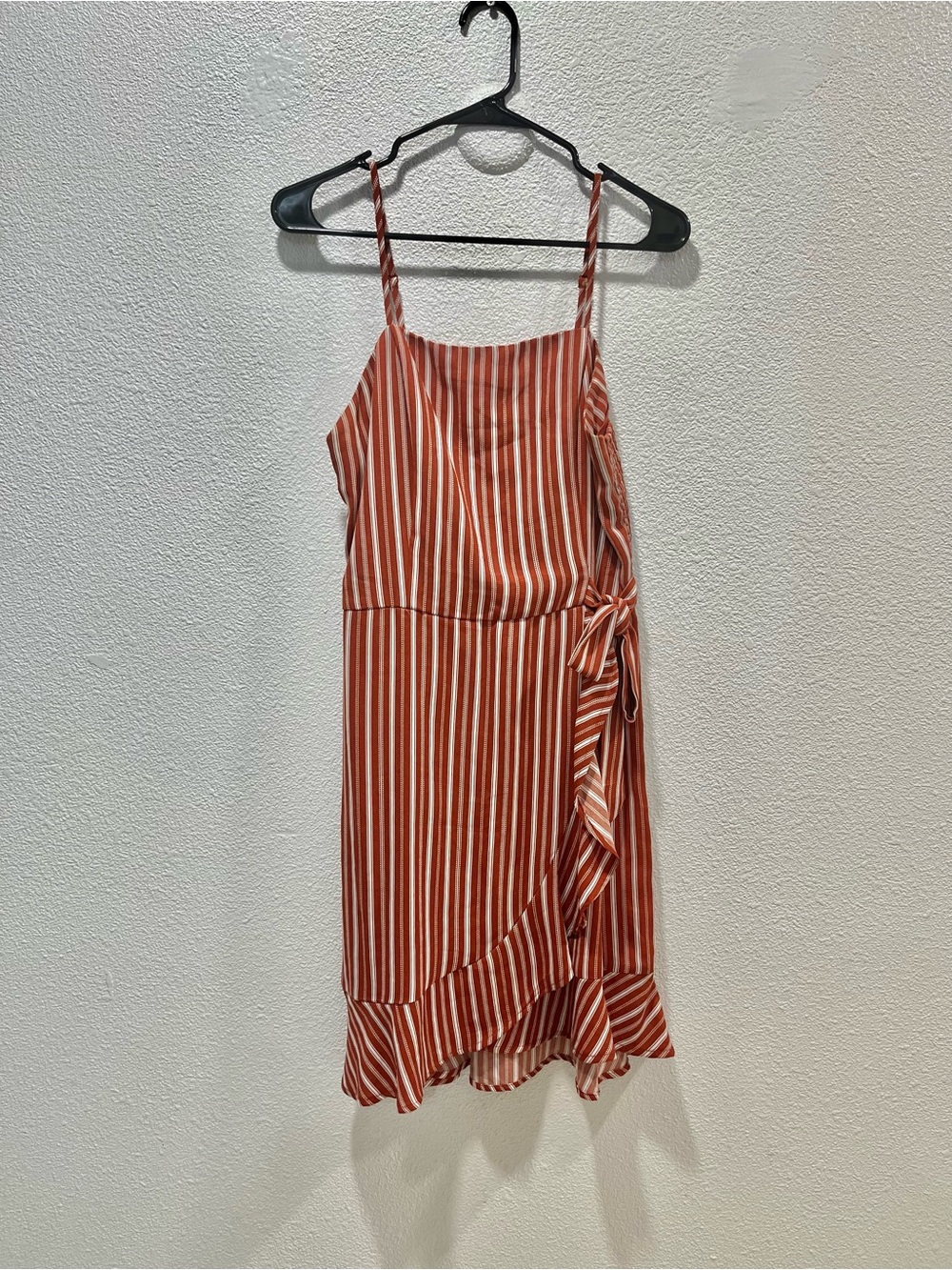 Xhilaration Rust and White Striped Ruffle Tie Sundress